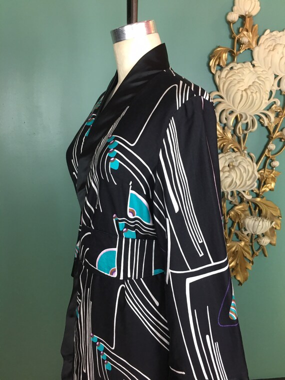 Vintage maxi dress, kimono style, mod geometric p… - image 9