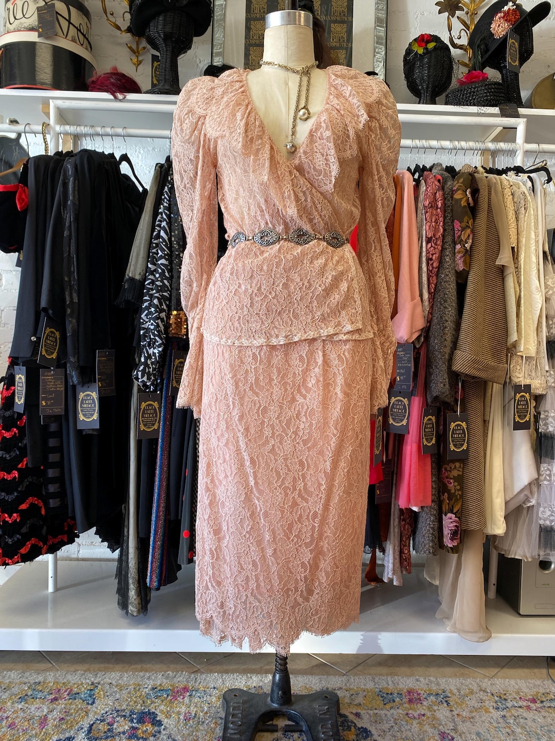 1980s 2 Piece Set, Skirt and Blouse, Vintage 80s Skirt, Wrap Blouse ...
