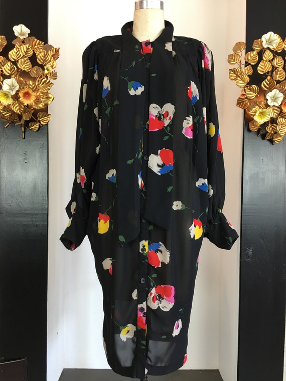 1980s batwing dress, vintage 80s dress, avant grad