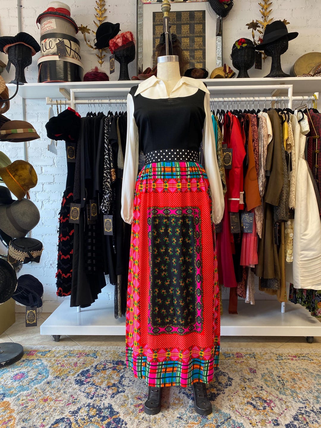 Vintage 70's brown mod maxi dress M main image 1