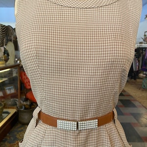 1950s 2 piece dress set, Beige check, vintage 50s outfit, bonwitt teller, mrs maisel, rockabilly style, 30 waist image 7