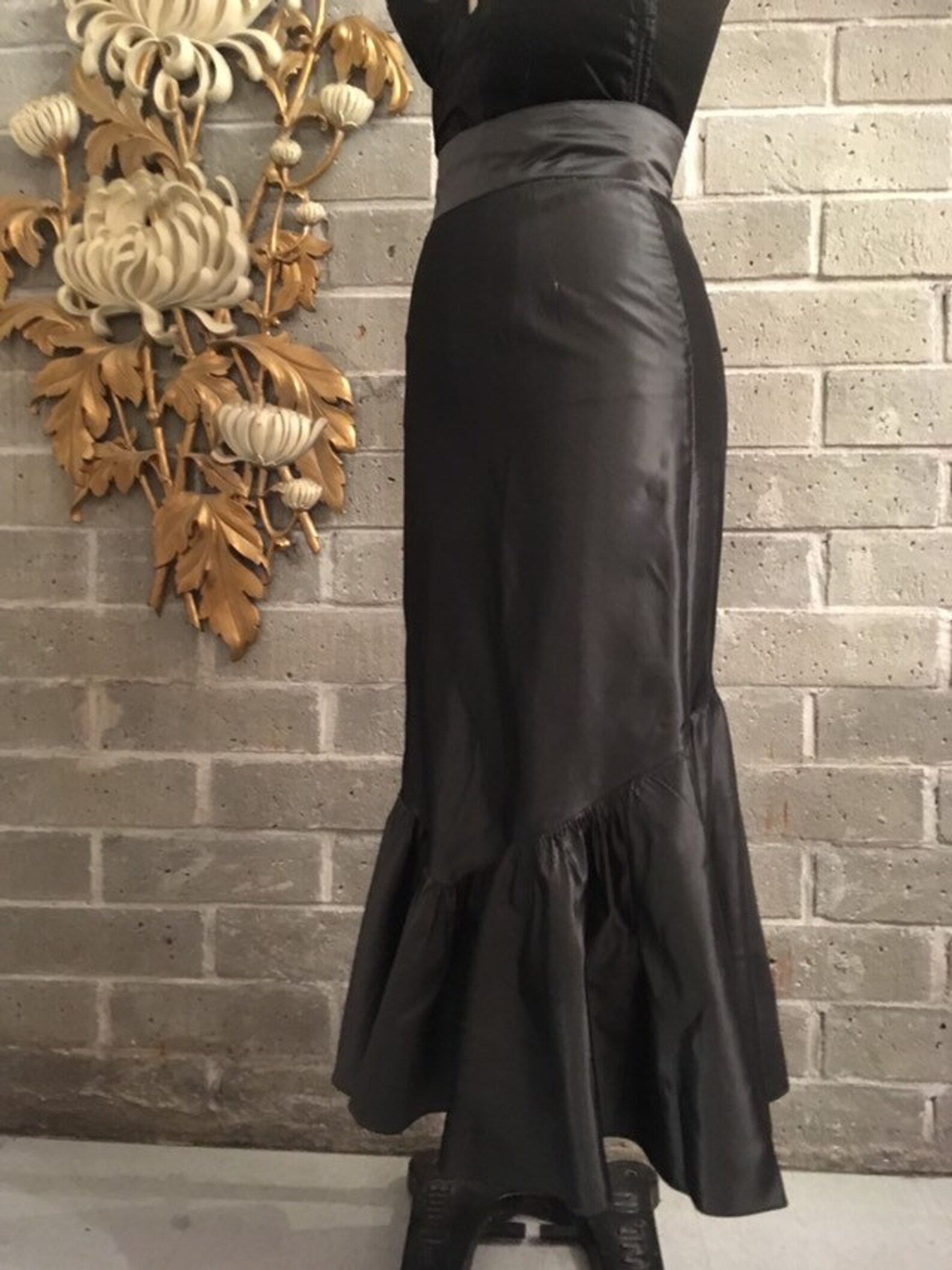 Vintage mermaid skirt 1980s taffeta skirt high waist skirt | Etsy