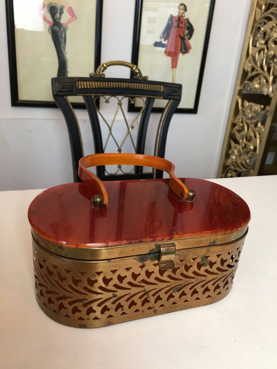 RESERVED 1940s box purse, vintage 40s purse, bakel