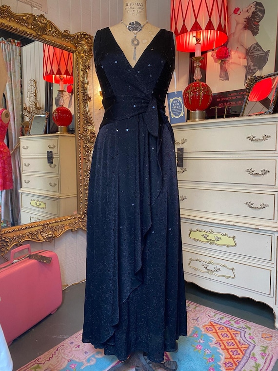 Vintage Y2k Black Lurex Sequin Betsey Johnson Gown Wrap Style Maxi Dress X-small - Etsy Vintage Y2k Black Lurex Sequin Betsey Johnson Gown Wrap Style Maxi Dress X-small - Etsy
