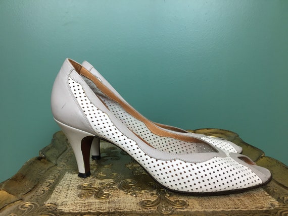 1980s Pumps Vintage Shoes Gray and White 80s High Heels - Etsy UK