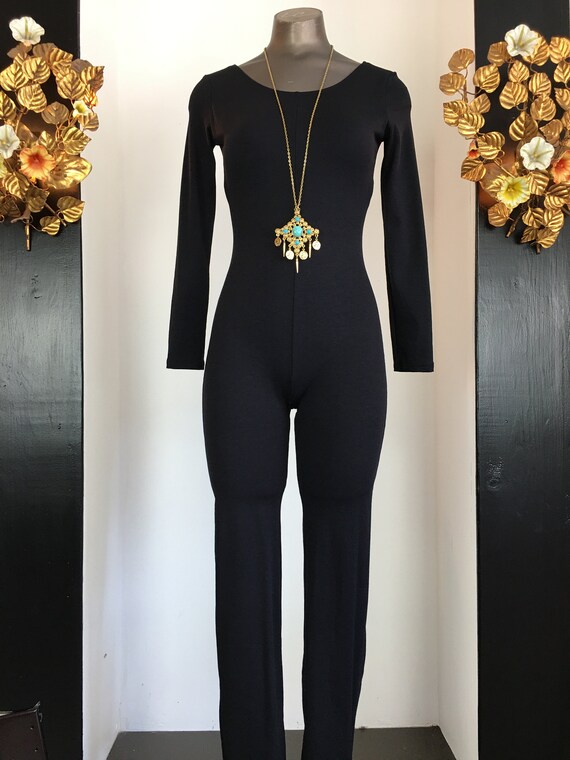 1980s jumpsuit, black catsuit, capezio bodysuit, s