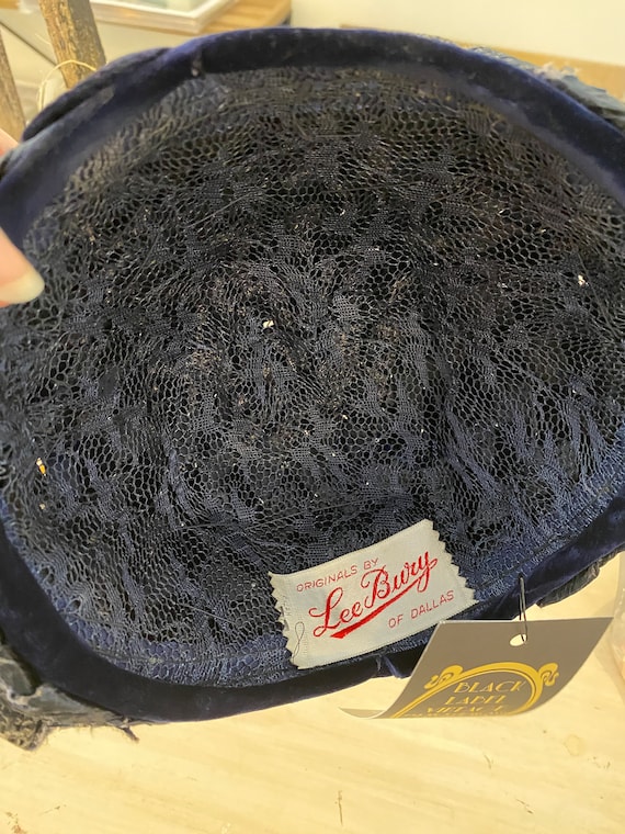 Vintage 1940s navy blue straw hat, 40s millinery … - image 8