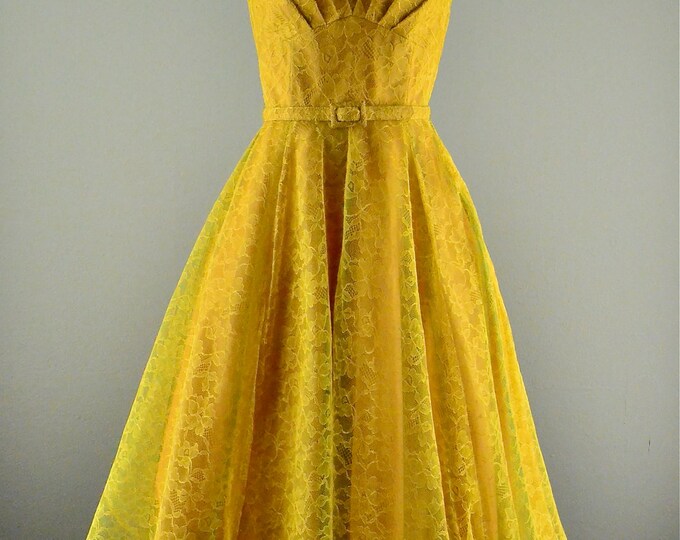 1950s Party Dress / Vintage Prom Dress / 50s Mustard Yellow - Etsy