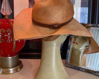 Vintage 1960s Wide Brim Straw Hat Mr John Natural 40s Style  display picture 2