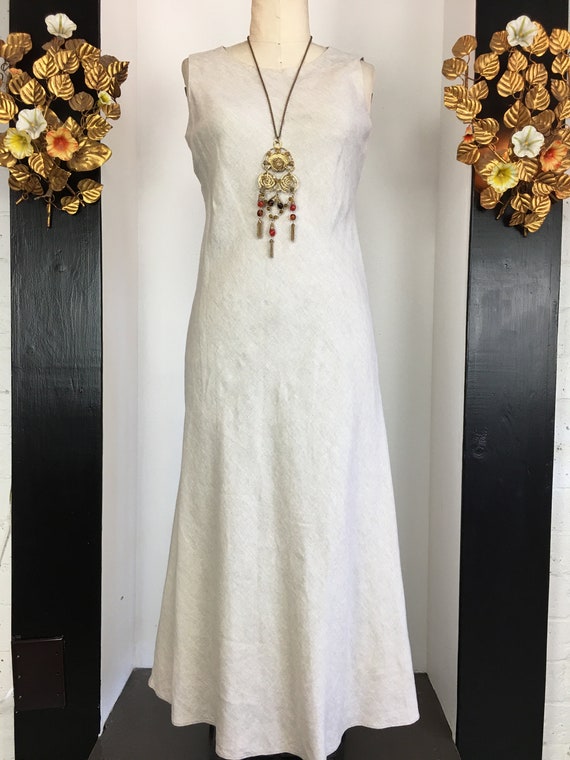 1990s linen dress, bias cut dress, vintage 90s dre