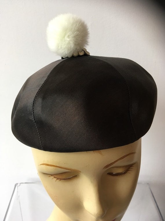 1950s satin hat, Jan Leslie hat, vintage 50s hat, whi… Gem