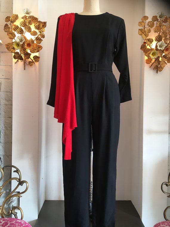 1980s black jumpsuit, vintage 80s jumpsuit, 1940s