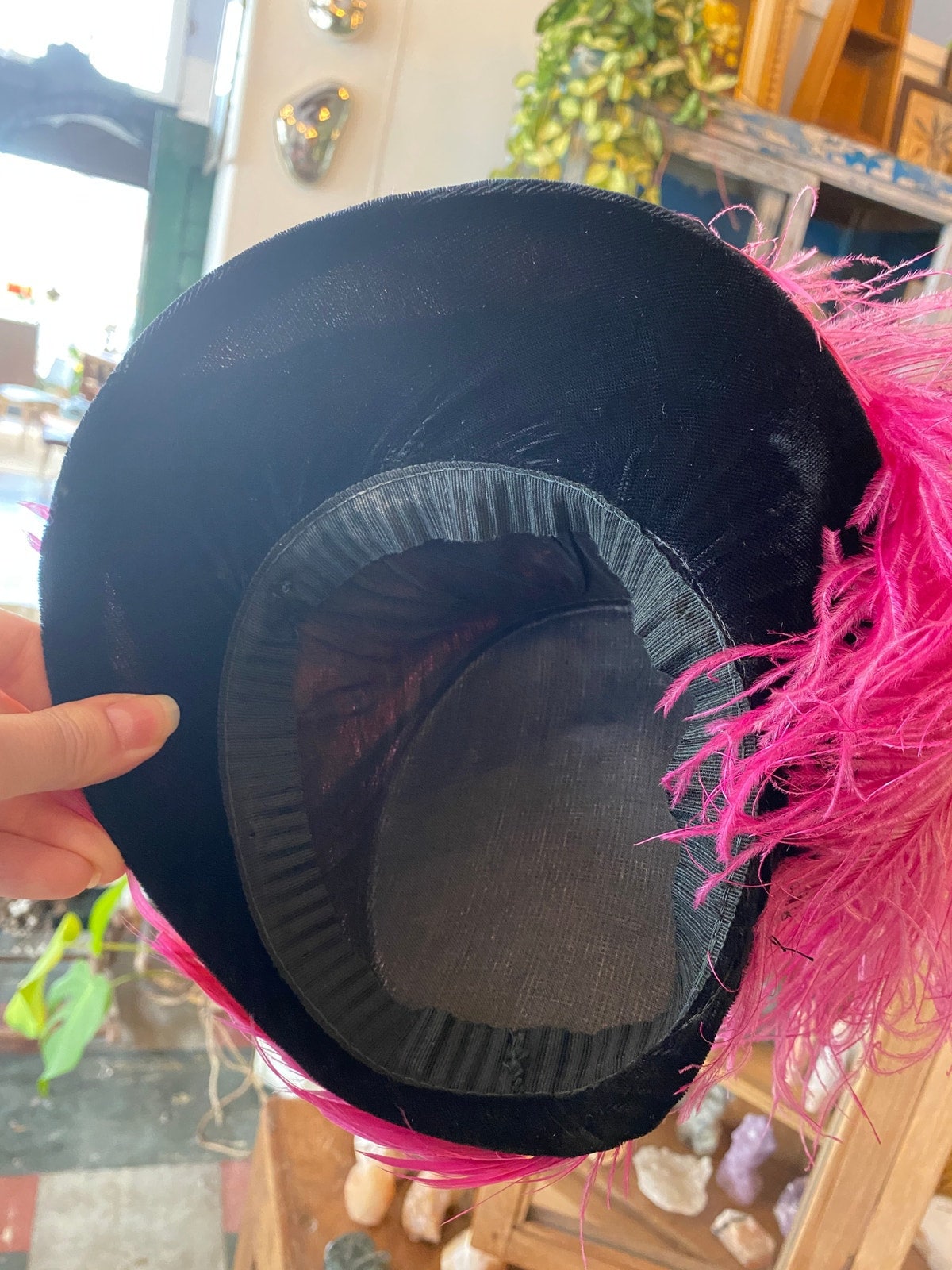 Vintage Pink Ostrich Feather 1940s Hat Vintage 40s Tilt Hat  display picture 3