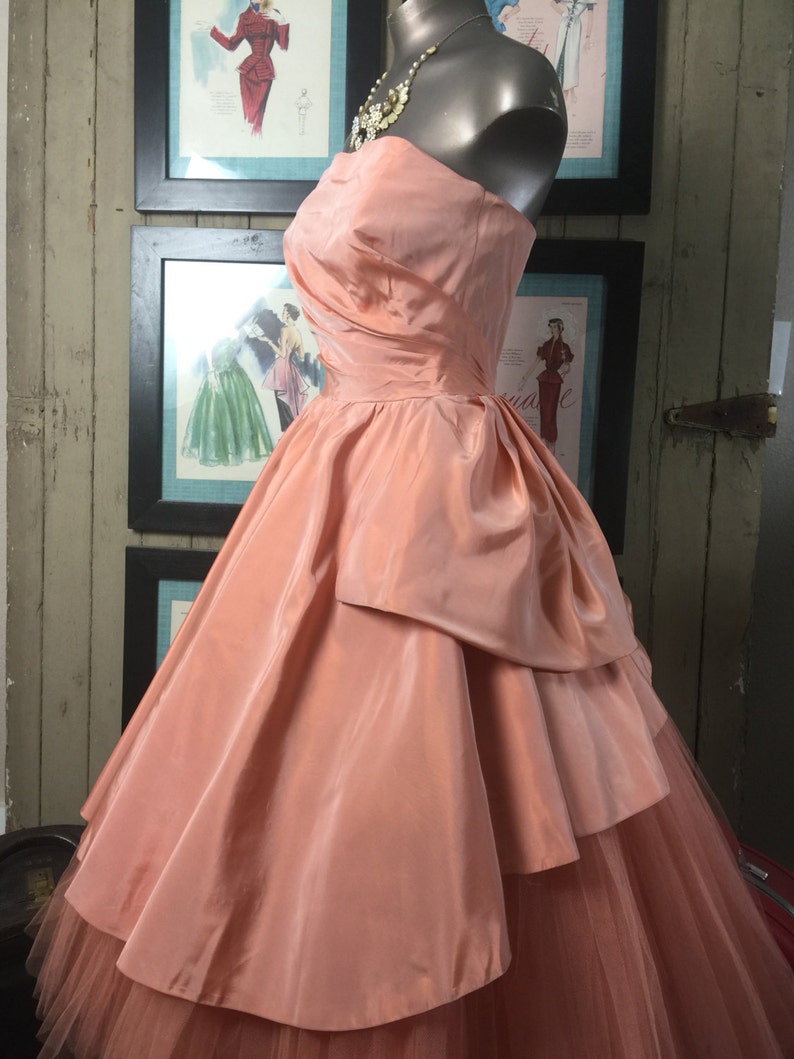 50s tulle dress 1950s prom dress 1950s party dress bridesmaid dress Vintage 50S dress Will Steinman size x small 24 waist
