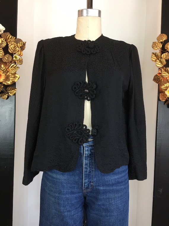 1940s black blouse, vintage 40s blouse, boxy blous