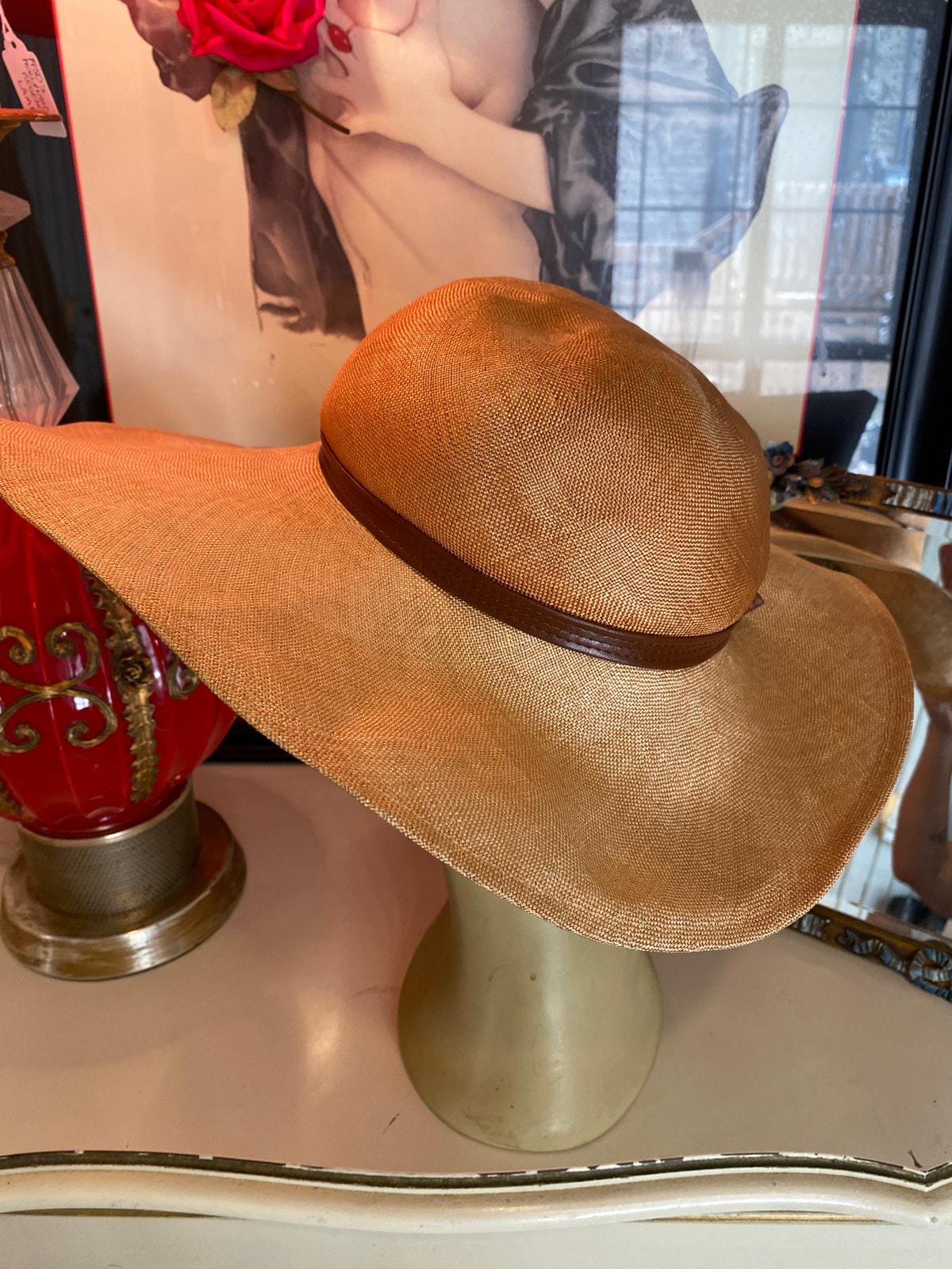 vintage 1960s wide brim straw hat Mr John natural 40s style cartwheel 60s summer Vintage 60s Wide Brim Straw Hat, Mr. John, Summer, Cruise  main image 4