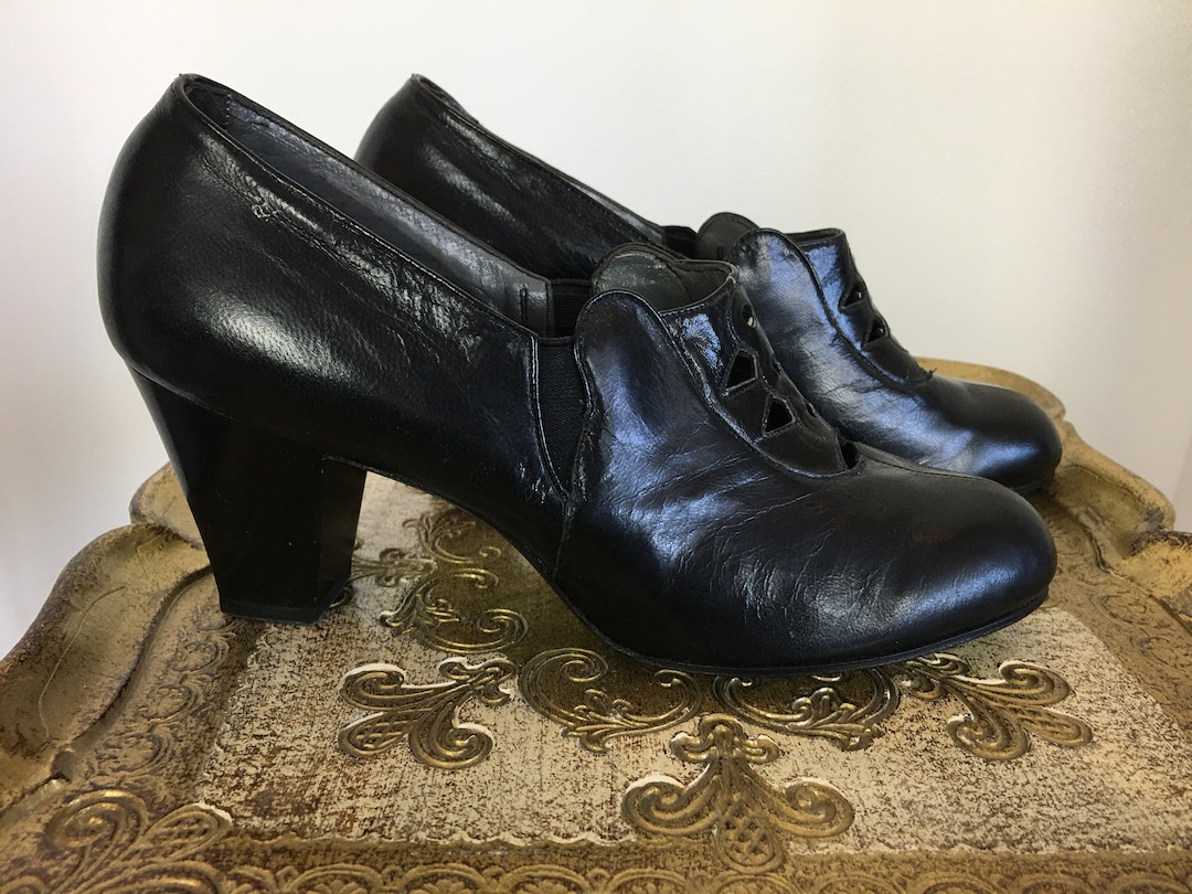 1920s Black Leather Shoes Vintage 20s Shoes Flapper Shoes - Etsy