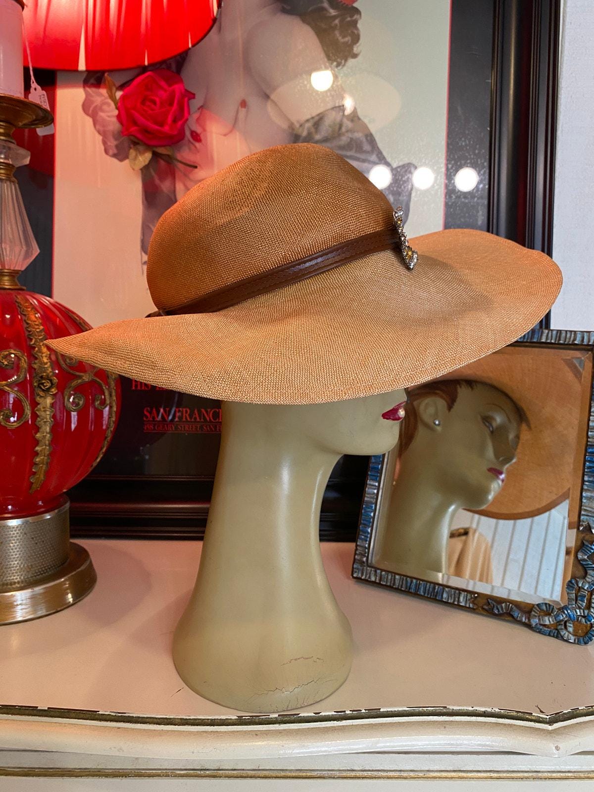 Vintage 1960s Wide Brim Straw Hat Mr John Natural 40s Style  display picture 3
