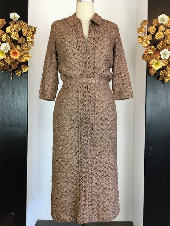 1940s ribbon dress, vintage 40s dress, soutache st