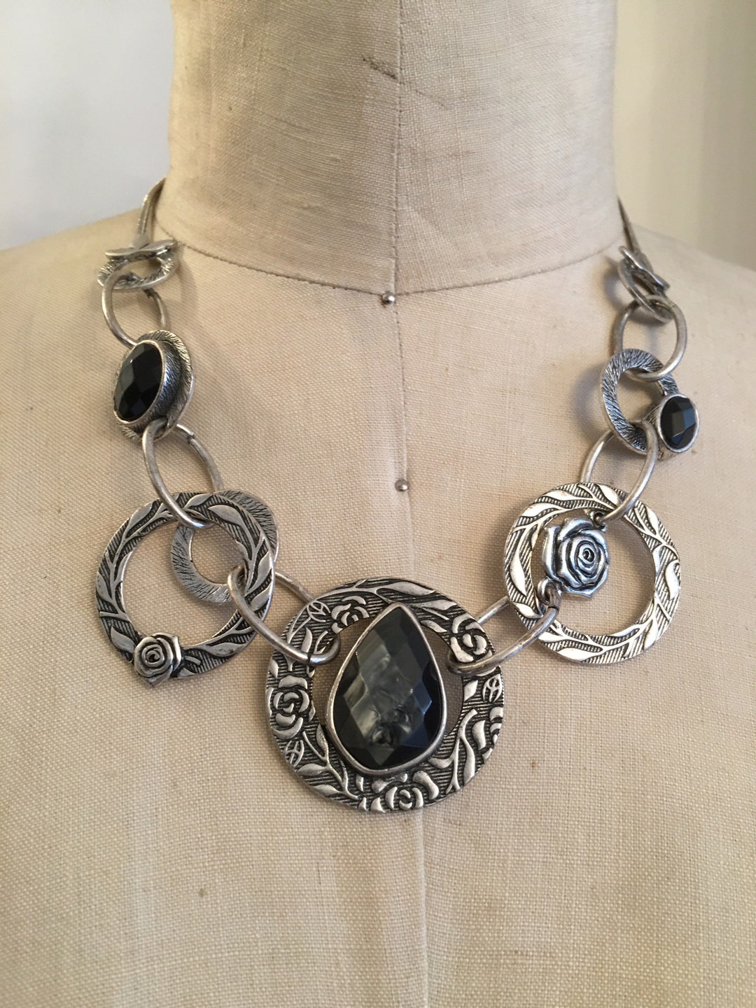 1990s Bohm Necklace Vintage Choker Chunky Silver Necklace Etsy