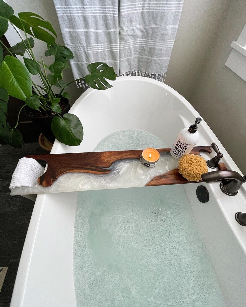 Epoxy Resin Bath Tub Tray , Resin Bath Rack , Bath Caddies , Handmade