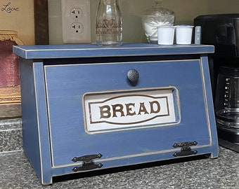 FARMHOUSE Kitchen Bread Box Bin wooden Storage for bread- Rustic Primitive Country Cupboard counter top handmade wood