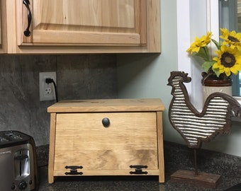 FARMHOUSE Kitchen Bread Box Bin - wooden Storage - Primitive Country counter top decor -handmade wood box