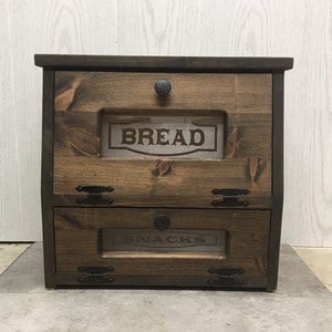 Bread Box and Snacks - Potato Vegetable Bin - Farmhouse Kitchen wooden Storage Rustic countertop Country Kitchen