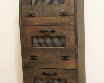 Vegetable Bin Wood Potato Bread Box Farmhouse Rustic Cupboard Etsy