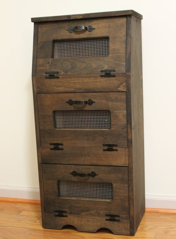 Rustic Vegetable Bin Potato Bread Box Storage Cupboard Etsy