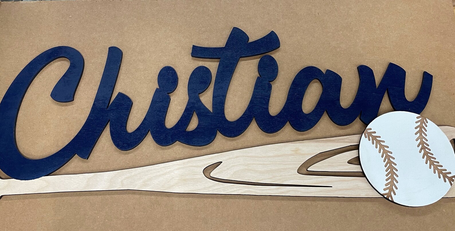 Baseball Bat Name Sign 3D Nursery Decor Personalized Wood Etsy