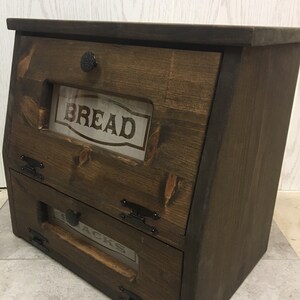 Bread Box and Snacks Farmhouse Kitchen, wooden Storage image 3