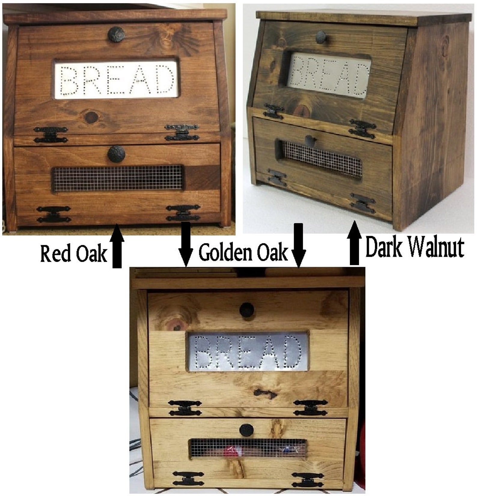 Farmhouse Bread Box Vegetable Bin Wooden With Punched Tin Wood Etsy