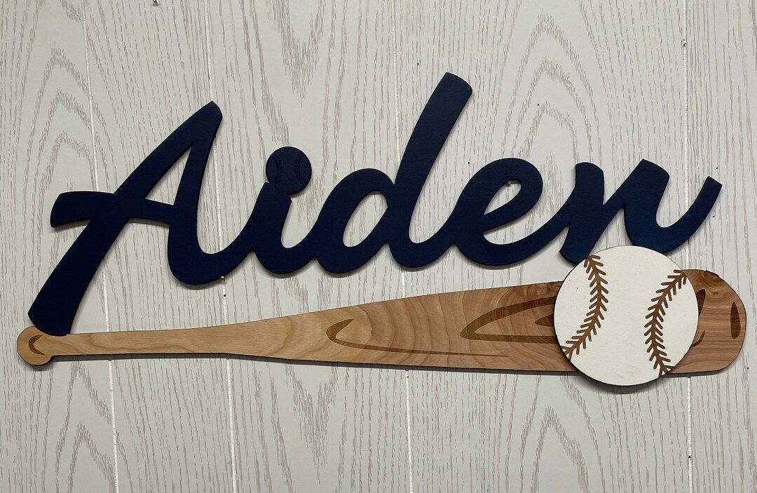 Baseball Bat Name Sign 3D, Nursery Decor, Personalized Wood Sign