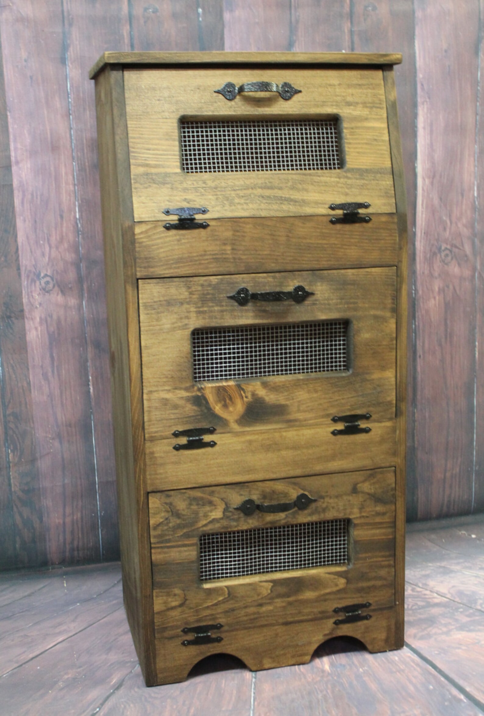 Wood Bread Box Potato Onion Bin Vegetable Storage Cupboard Etsy