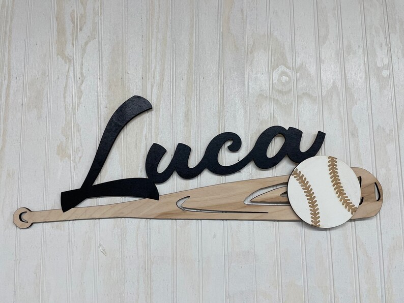 Baseball Bat Name Sign 3D Nursery Decor Personalized Wood Etsy