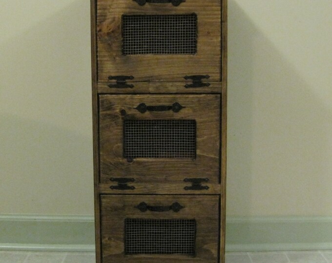 Rustic Vegetable Bin Storage Cupboard Primitive Shelf Onion Potatoes