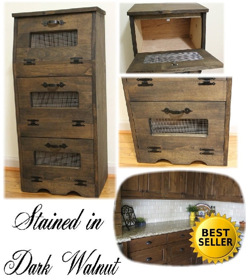 Rustic Vegetable Bin Potato Bread Box Storage Cupboard Etsy