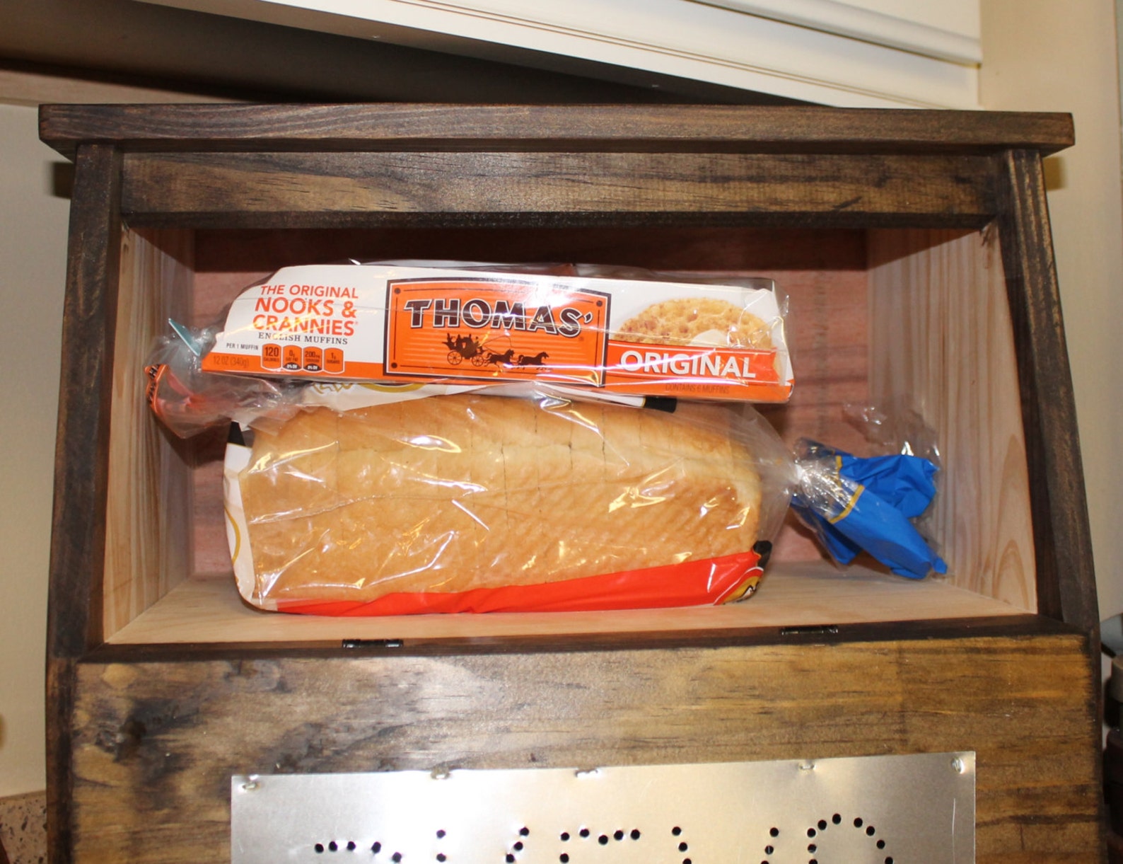 Farmhouse Bread Box Vegetable Bin Wooden With Punched Tin Wood Etsy