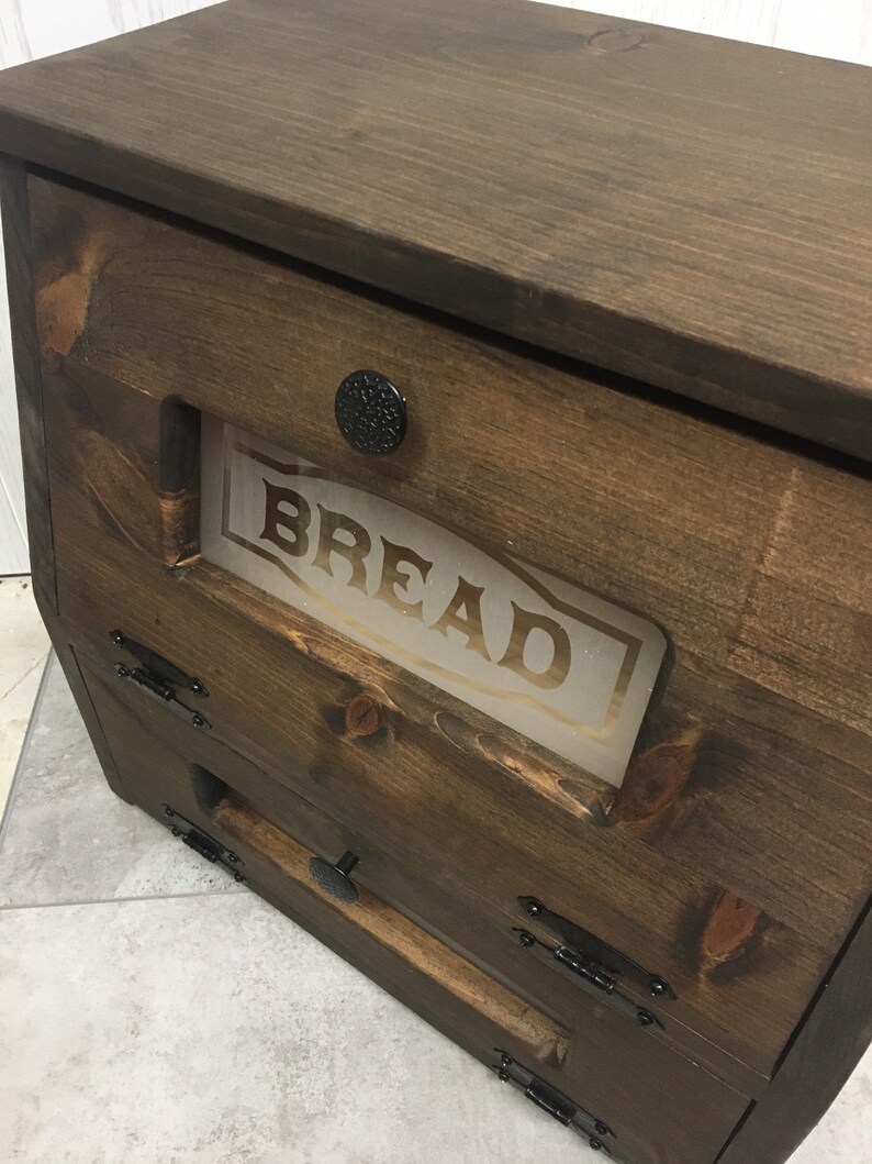 Bread Box and Snacks Farmhouse Kitchen, wooden Storage image 8