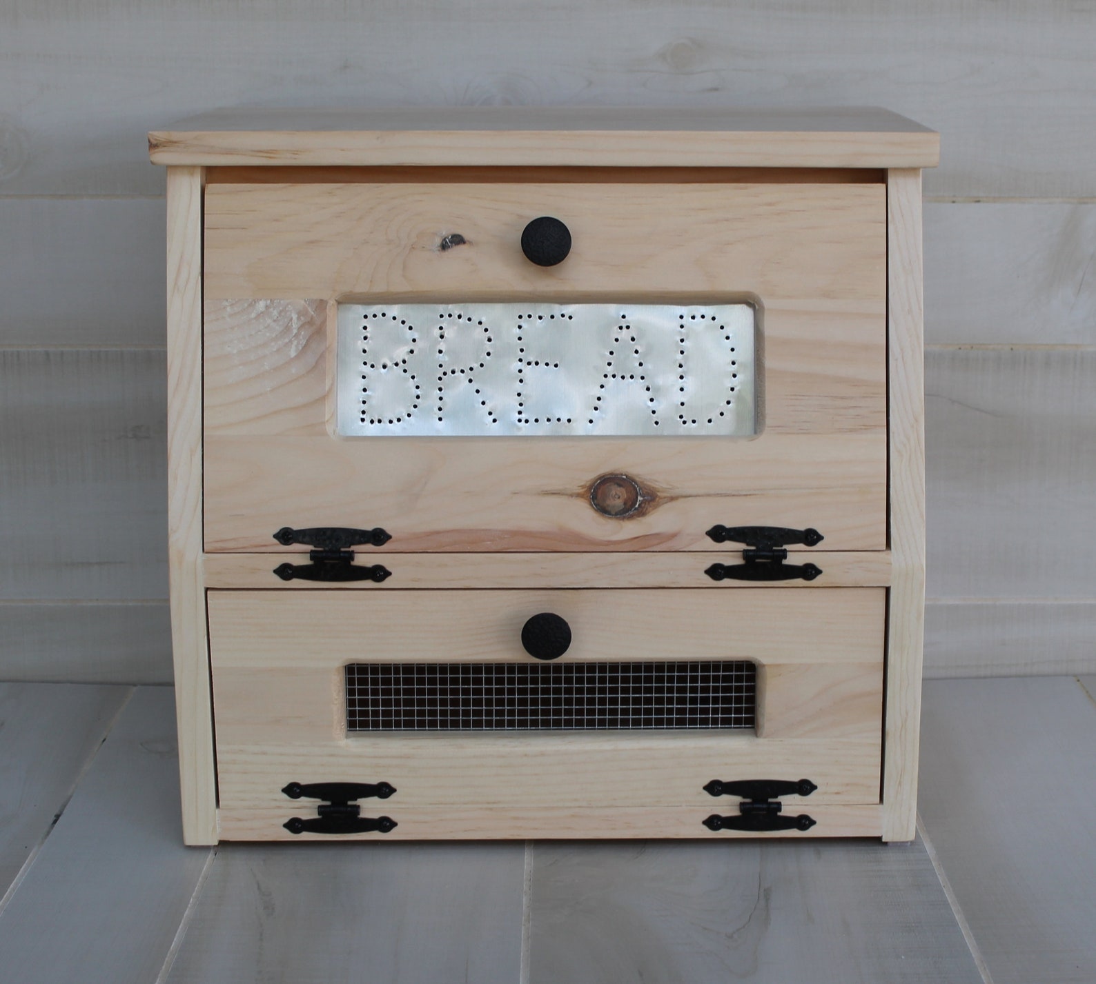Farmhouse Bread Box Vegetable Bin UNFINISHED Wooden Punched Etsy