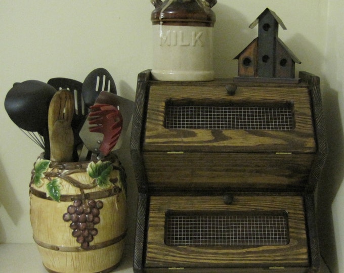 Rustic Vegetable Bin Storage Cupboard Primitive Shelf Onion Etsy