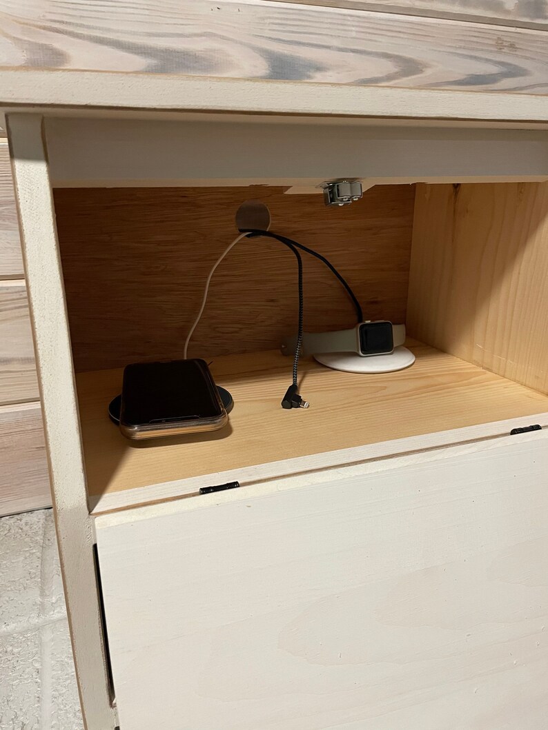 Farmhouse Charging Station Box Bread Box Wooden Solid Etsy