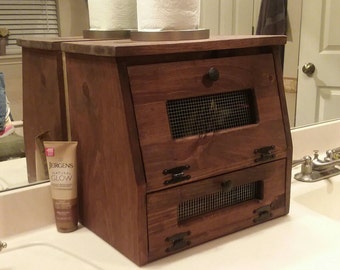 Bread Box, Farmhouse wooden Vegetable, Potato Bin - Counter top Storage for Kitchen or Bathroom