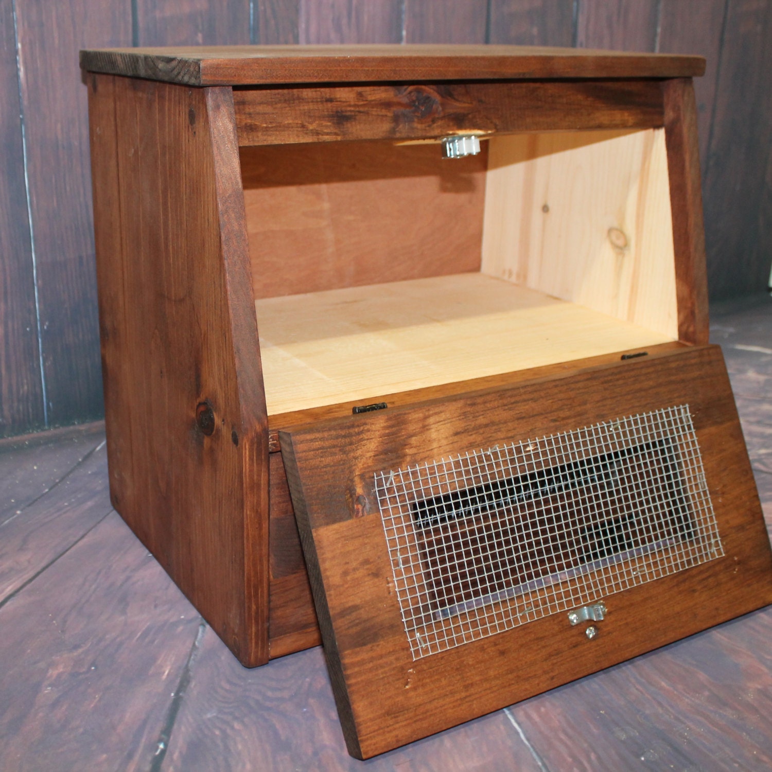 Wood Rustic Bread Box wooden Vegetable Potato Bin Storage Etsy