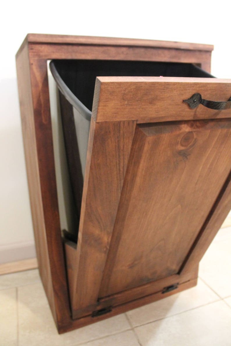 Wooden Tilt out Trash Can Trash Bin Wood Trash Box hide Etsy