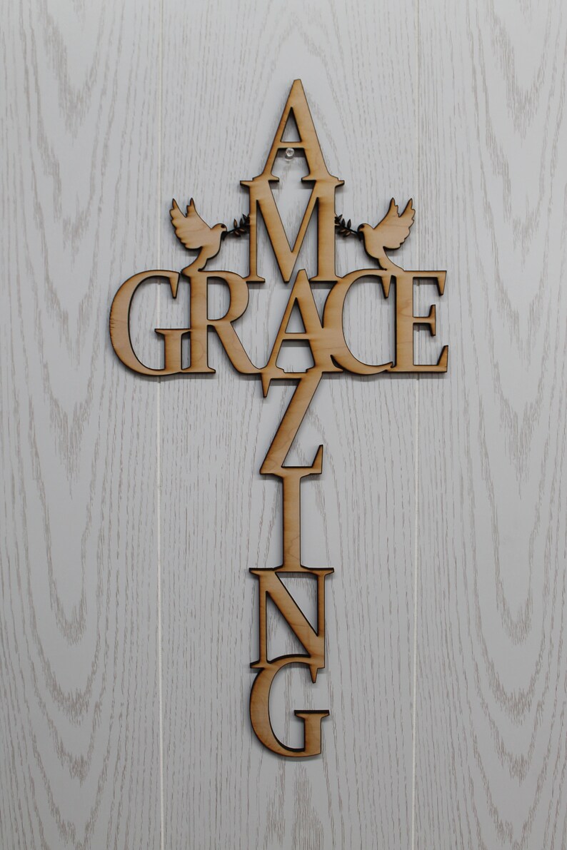 Amazing Grace Wall Decor Christian Wooden Cross 23 Etsy