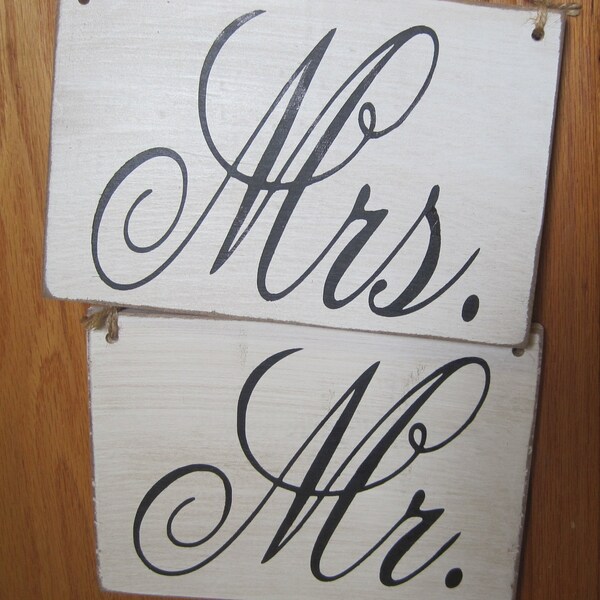 Rustic Wedding Sign Mr Mrs Bride Groom Chair Sign Photo Prop Reception Sweetheart table