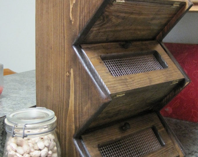 Rustic Vegetable Bin Storage Cupboard Primitive Shelf Onion Potatoes