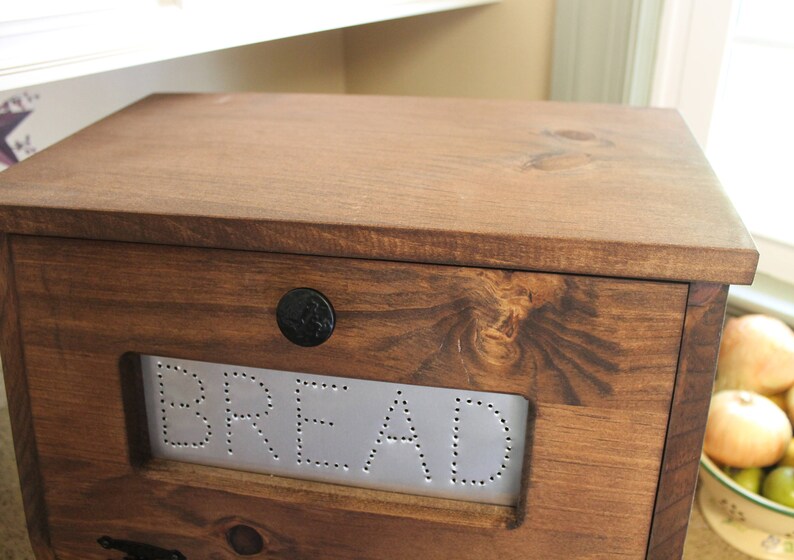 Rustic Bread Box Vegetable Bin Wooden Punched Tin Storage Etsy